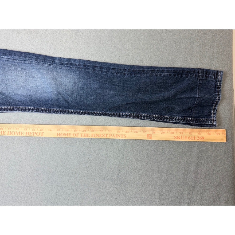 BKE Asher Slim Fit Dark Wash Jeans Mens 30XL Extra Long Paisley Cuff Stitching - Picture 6 of 11